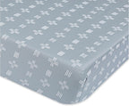 Crane Baby Soft Cotton Crib Mattress Sheet, Fitted Sheet for Cribs and Toddler Beds, Blue River Dash, 28”w x 52”h x 9”d