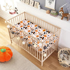 UOMNY Halloween Pumpkin Crib Sheet for Boys Girls Pumpkin Ghost Fitted Crib Sheets for Standard Crib 52 X 28 Inch Toddler Crib Mattresses Sheet