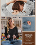 3 Pack Women's Nursing Long Sleeve Tops Breastfeeding Thermal Sweaters with Hidden Zipper Maternity Ribbed Shirts