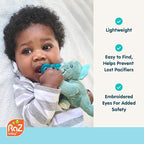 RaZbaby JollyPop Pacifier, Holder w/Detachable Baby Pacifier, Stuffed Animal RaZbuddy, All Ages 0M+, 100% Medical Grade USA Made Silicone, Machine Washable, Textured & Easy to Hold – Pig