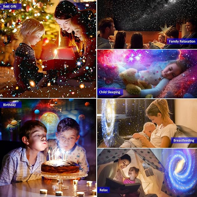 Star Projector, Planetarium Projector for Bedroom Ultra Clear Galaxy Night Light with 4K Replaceable 13 Galaxy Discs 360 Degree Rotation Real Sky Light for Kids Room Birthday Valentines Gift