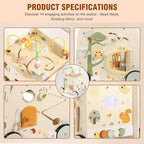 Wooden Activity Cube Push Walker, Wooden Baby Walker, Montessori Push Toys for Babies Learning to Walk & Sit-to-Stand