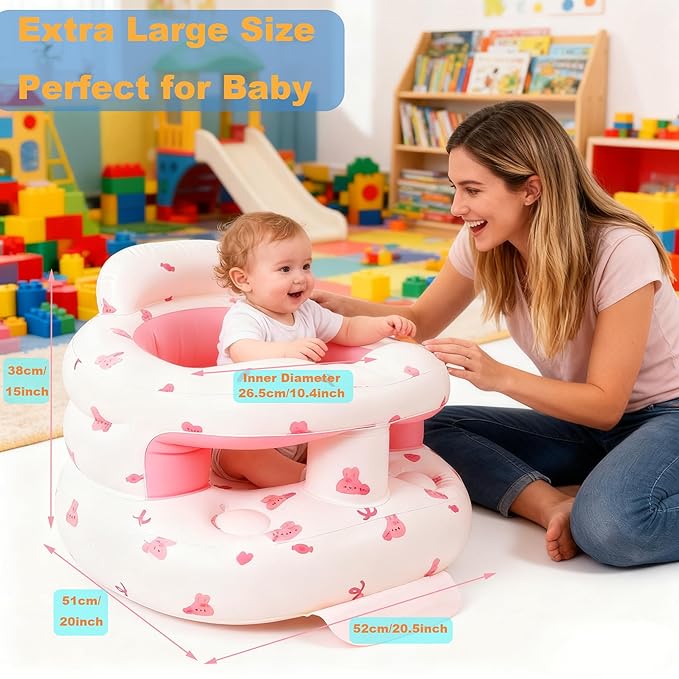 Thickened Inflatable Baby Seat, Sit Me Up Floor Seat for Babies 3-36 Months with Tray, Sitting Support Infant Chair, Built in Air Pump