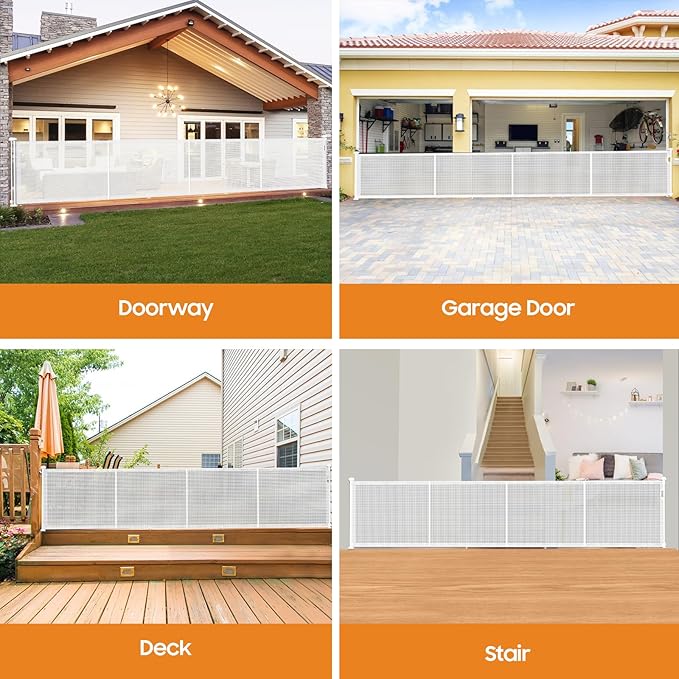 160" Retractable Baby Gates, 42" Extra Tall Upgraded Child Safety Gate with Reinforced Strip Design, Prevent from Crawling Underneath, Extra Wide Dog Gate Baby Gates for Stairs Doorways Indoor Outdoor