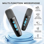 YLL Mini Karaoke Machine with 2 Wireless Microphones, TOP Kids Gifts for Girls Ages 3, 4, 5, 6, 7, 8, 9,10,11,12 +Year Old, 4-12 Years Old Birthday Toy Gift for Girls Boys Party (Black Blue)