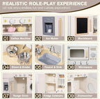 Wooden Kitchen Playset for Kids Toddler, Pretend Play Kitchen Set Toy for Girls and Boys, with Kitchen Accessories