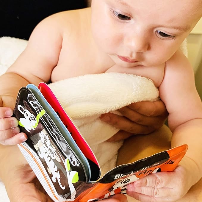 Floating Baby Bath Books – High Contrast Black and White Waterproof Bath Books for Babies 3+ Months