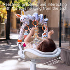 TUMAMA 2 in 1 Spiral Car Seat Toys for Babies 6-12 Months, Arch Stroller Toys for Infant 0-12 Months Hanging Toys with Clip Bouncer Bassinet Activity Toy