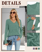 3 Pack Women's Maternity Nursing Tops, V Neck Breastfeeding Sweaters Long Sleeve Hidden Zipper Shirts