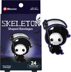 BioSwiss Bandages, Halloween Skeleton Shaped Self Adhesive Bandage, Latex Free Sterile Wound Care, Fun First Aid Kit Supplies for Kids, 24 Count