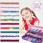 Friendship Bracelet Making Kit with Storage Box,DIY String Bracelet Arts and Craft for Girls Aged 8-12,Kids' Travel Activity Toy Set,Easter Birthday Gifts for Ages 6 7 8 9 10 11 12 Year Old Purple