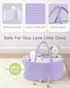 Maliton Baby Diaper Caddy Organizer, Cotton Rope Diaper Caddy Basket, Large Storage Basket for Newborn Boys and Girls, Gift for Baby Shower List, Newborn Essentials