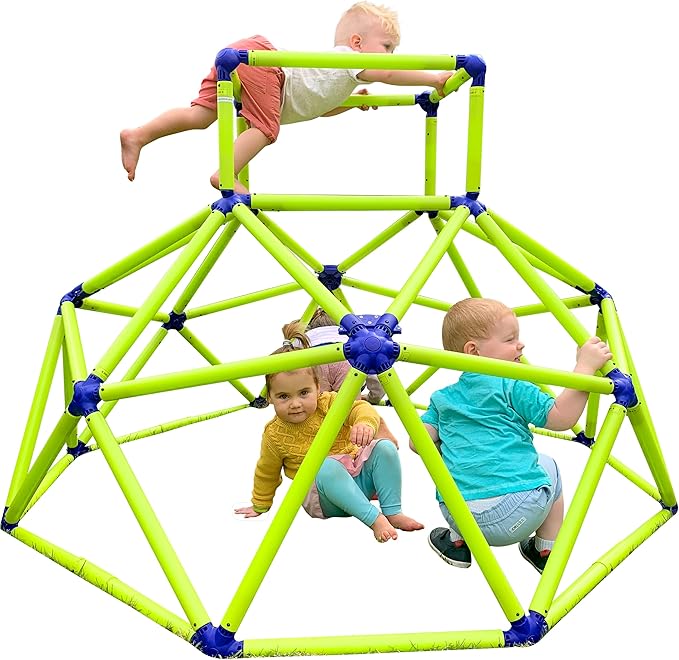 Eezy Peezy Monkey Bars Climbing Dome - Sturdy & Portable Jungle Gym for Kids, Backyard Playset for Toddlers, Active Outdoor Fun for Kids Ages 3 to 8 Years Old, Lightweight & Easy Assembly, Green/Blue