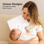 KeaBabies 4-Pack Baby Burp Cloths Baby Girl, Boy - Organic Cotton Burp Cloth, Extra Large, Absorbent, Soft Burping Cloths & Bibs Set for Babies, Newborn Burp Clothes, Thick Burp Rags (Blush)