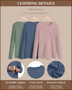 3 Pack Women's Nursing Long Sleeve Tops Breastfeeding Thermal Sweaters with Hidden Zipper Maternity Ribbed Shirts