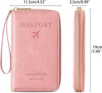 Leather RFID Blocking Passport Holder Travel Wallet, Passport Cover/Travel Wallet for Women/Men with