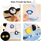 PairPear Polar Explorer Wooden Baby Walker, Montessori 9-in-1 Activity Push Walker Activity Center Toys with Adjustable Speed & Height, Penguin Mirror, Shape Sorter Learning Toys Gift for Toddler 1-3