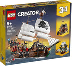 LEGO Creator 3 in 1 Pirate Ship Building Set, Kids can Rebuild The Pirate Ship into an Inn or Skull Island, Features 4 Minifigures and Shark Toy, Makes a Great Gift for Kids Ages 9+ Years Old, 31109