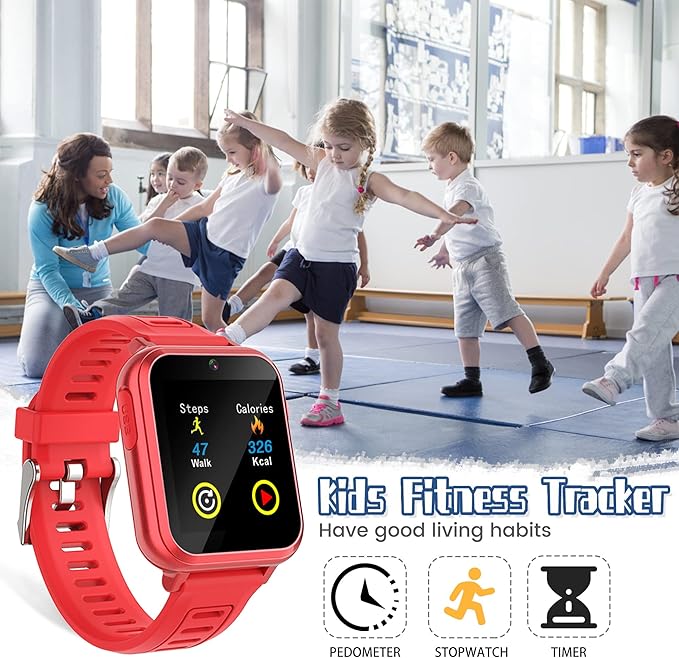 Smart Watch for Kids - Kids Smart Watch Girls Boys Gifts for 4-12 Years Old with 24 Games Camera Video Music Player Flashlight Alarm Clock Pedometer Birthday for Boys Girls Age 6 7 8 9