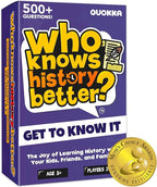 QUOKKA Who Knows Better? - History - Family Card Trivia Game | Fun Learning & Educational Questions for Families | Suitable for Boys & Girls