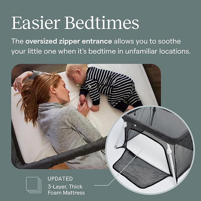 Guava Family Travel Crib includes Lightweight Backpack Design | Certified Baby Safe Portable Crib | Folding Play Yard, Comfy Mattress for Babies, Toddlers | Compact Baby Travel Bed