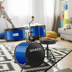 Gammon 3-Piece Junior Drum Set with Throne - Blue, Complete Beginner Kit with Bass Drum, Toms, Cymbal, Pedal, and Drumsticks