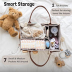 Lily Miles Baby Diaper Caddy Organizer, Nursery Storage Basket for Newborn Essentials, Neutral Gift for Baby Shower, Registry Must-Have, Car Organizer for Diapers and Wipes - Sand, Large