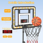 Kids Indoor Basketball Hoop with Scoreboard & Timer,Toddler Adjustable Height Basketball Goal Toy for Outdoor Backyard,Sports Game Play