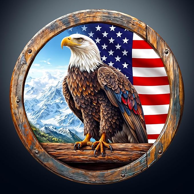 KAAYEE Wooden Puzzles for Adults, 3D Vision Effect Bald Eagle Wooden Jigsaw Puzzle Unique Shape Wood Puzzle Adult, Flat Puzzle Birthday Fathers Family Game (S-8.5 * 8.5in-100pcs)