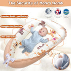 Baby Lounger - Baby Lounger for Newborn 0-24 Months, Breathable, Soft Cotton Baby Nest, Portable Infant Lounger for Home & Travel, Newborn Essentials Gift (Ivory Bear)