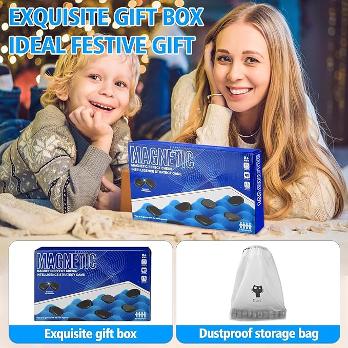 Magnetic Chess Game - Fun Tabletop Game, Strategy Game for Kids and Adults with Magnets, Fun Tabletop Multiplayer Chess for Family Party (Rope + Sponge)