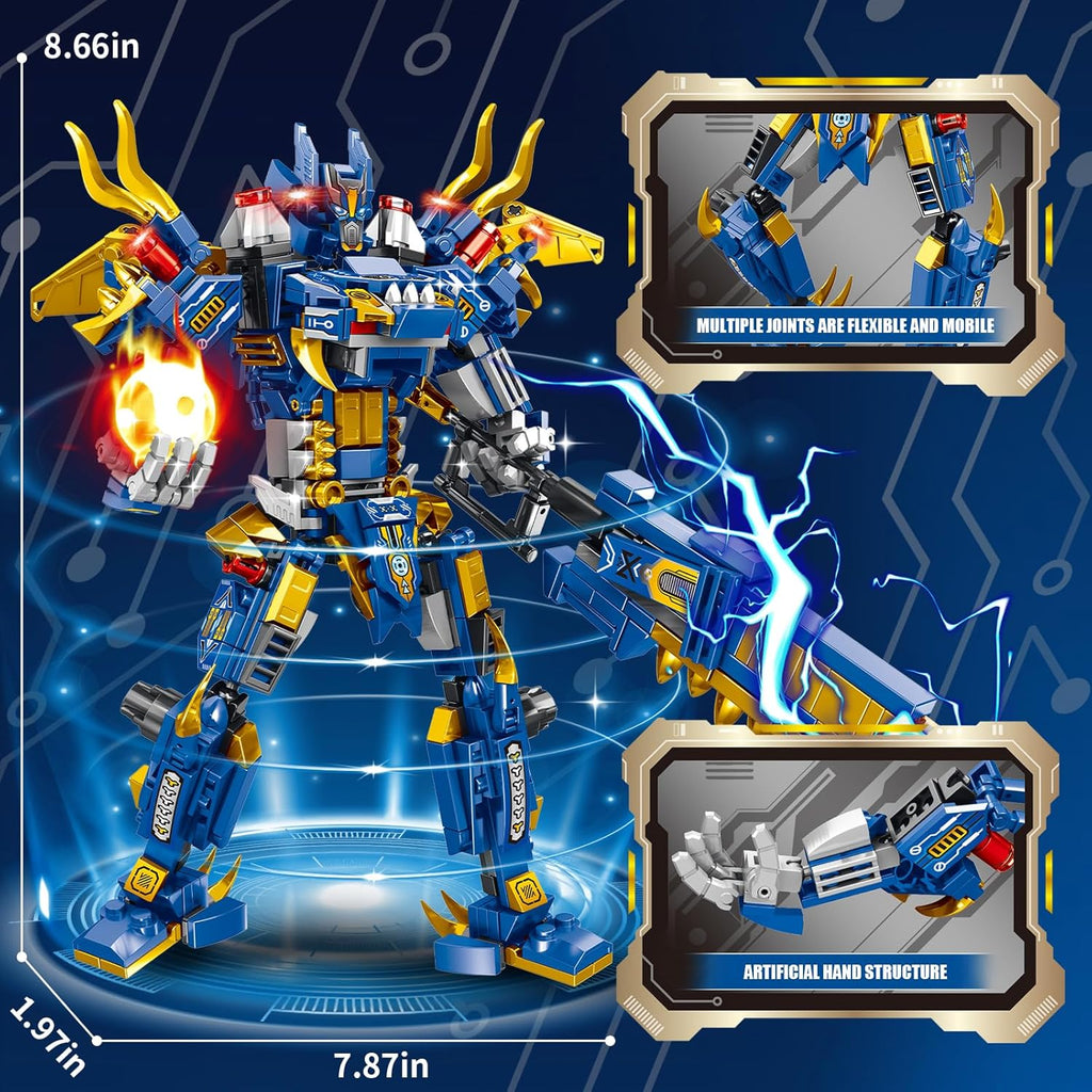 STEM 2 in 1 Pterosaur Dinosaur Building Kits, Transforming Mech Robot Building Sets for Kids Boys 6-10, Compatible with Lego Dinosaur Park World, Educational Gift Toy for Adults (511 PCS)