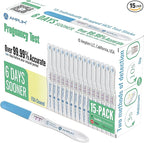 Amplim Early Detection Pregnancy Test Sticks 15 Pack, 99.99% Accurate, Sensitive Midstream Home Urine Test Kit for Women, 3-Sec Reliable Results 6 Days Sooner, 10 MIU/mL HCG, FDA Cleared