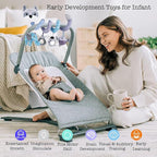 Car Seat Toys, Baby Plush Spiral Hanging Toys for Stroller Crib Bar Bassinet Car Seat Mobile with Musical Owl BB Squeaker Elephant- Gray Fox