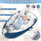 Baby Lounger - Baby Lounger for Newborn 0-24 Months, Breathable, Soft Cotton Baby Nest, Portable Infant Lounger for Home & Travel, Newborn Essentials Gift (Blue Elephant)