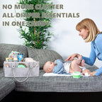 Baby Diaper Caddy Organizer with Handle - Gender Neutral Nursery Storage Bin Basket - Portable Tote Bag - Car Organizer - Newborn Essentials - Grey