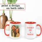 Personalized Coffee Mug, Custom Photo Caricature Gift, Funny Customized Coffee Gift for Men & Women, Custom Mugs with Pictures, Orange 15oz Customized Ceramic Tea Cup