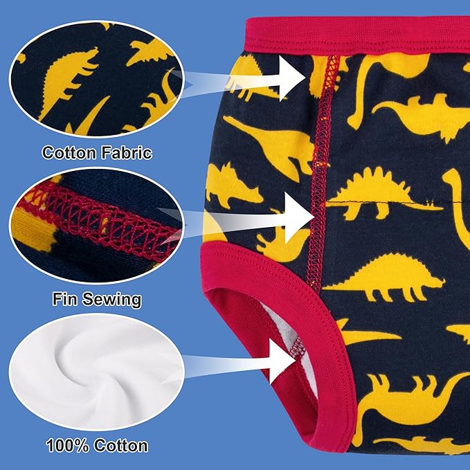 BIG ELEPHANT 10-Packs Training Underwear Absorbent Toddler Potty Trained Pants for Boys and Girls, 12 Months - 9 Years