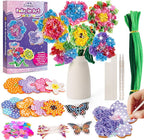 3 otters Poke in Art, Fabric Flower Bouquets Toys Arts and Crafts for Girls Ages 4-12 DIY Creative Activities Birthday Craft Gifts