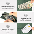 Passport Holder for Travel Rfid Passport Wallet for Women Men with Zipper Pocket Pen Sim Card Holders Slim Travel Accessories