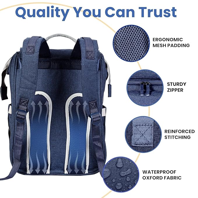 PILLANI Baby Diaper Bag Backpack - Large Bag for Boys & Girls, Waterproof Diaper Backpack - Travel Diaper Bags w/Changing Pad, Baby Registry Search & Shower Gifts - Essentials Must Haves Newborn Stuff