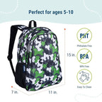 Wildkin 15-inch Kids Backpack – Durable, Padded, Adjustable for School & Travel - Green Camo