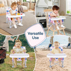 Portable Baby Booster Seat with Tray, Toddler Booster seat for Dining, Camping, Travel, Baby Beach Chair 6 Months to 3 Years Old Indoor Outdoor Use CH2408