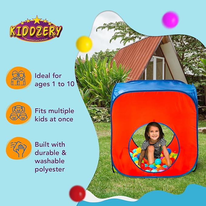 Kids Play Tent with 50 Balls – 3-Piece Tunnel & Ball Pit Combo – Indoor/Outdoor Pop-Up Set with Mesh Panels & Carry Bag