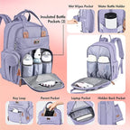Dikaslon Diaper Bag Backpack with Portable Changing Pad, Pacifier Case and Stroller Straps, Large Unisex Baby Bags for Boys Girls, Multipurpose Travel Back Pack Moms Dads, Taro Purple
