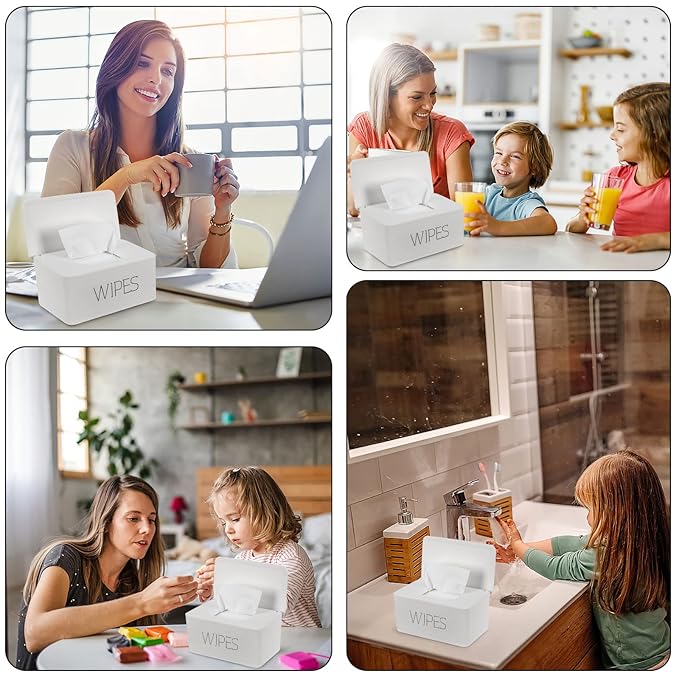 NOVWANG Wipes Dispenser, Large Capacity Baby Wipe Holder(8.3L x 4.9W x 3.9H inches) Refillable Wipes Container with Sealing Design Baby Wet Wipes Dispenser for Bathroom Home Office Car