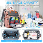 KABAQOO Diaper Bag Backpack with Detachable Changing Station, Large Capacity Baby Diaper Bags for Boys & Girls, Baby Registry Search Stuff & Shower Gifts, Newborn Essentials Must Haves, Pink Grey