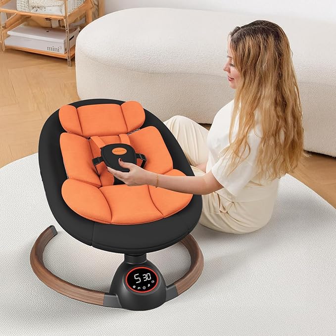 Baby Swings for Infants, Electric Baby Swing with Bluetooth and Preset Melodies, Portable Infant Swing for Indoor & Outdoor Use, 5 Speeds