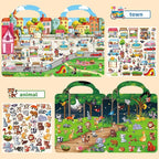 6 Set Reusable Sticker Books for Toddlers 2-4,1-3, Kids 3D Puffy Stickers (Dinosaurs, Forest, Town, Pets, Construction, Insects), Sticker Activity Books