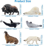 Toymany 12PCS 4-7" Large Polar Animals Figurines, Plastic Arctic Animal Toy Preschool Set Includes Polar Bear,Caribou,Whales,Walrus, Cake Toppers Christmas Birthday Toys Gift for Kids Toddlers